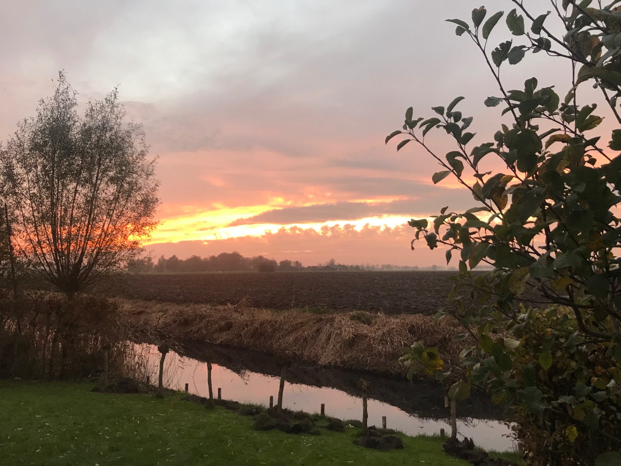 Sonnenuntergang über der friesischen Landschaft